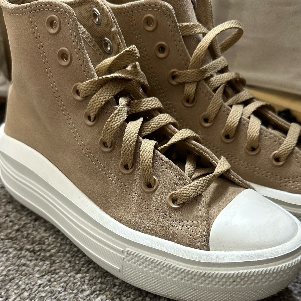Converse Beige High-Top Sneakers with White Soles